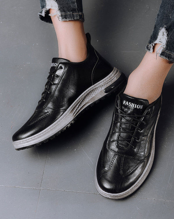 Zapatos Casuales de Cuero Negro para Hombre
