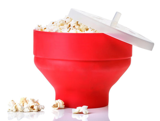 Recipiente Plegable de Silicona para Palomitas de Maíz Microondas con Tapa