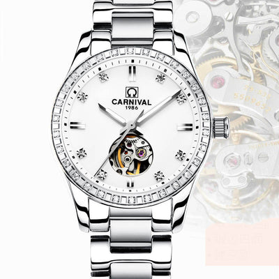 Reloj Automático para Mujer Oro Rosado Diamantes Resistente al Agua - Image 9