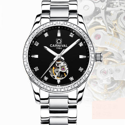 Reloj Automático para Mujer Oro Rosado Diamantes Resistente al Agua - Image 3