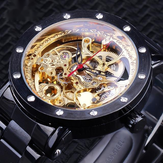 Reloj Automático Retro Dorado a Prueba de Agua