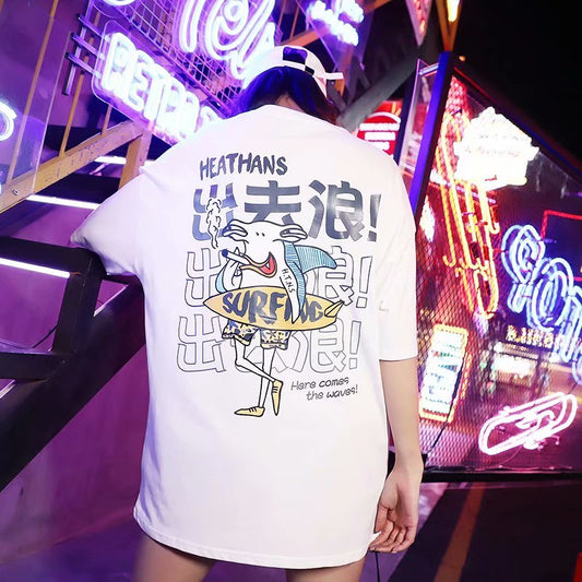 Camiseta Estampada Onda Street Dance Retro - Cuello Redondo Manga Corta Hombre