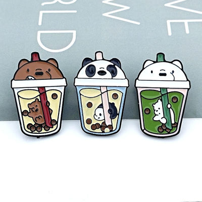 Broche Metálico Osito de Té con Leche - Pin Cartoon Animal para Ropa y Bolsas - Image 11
