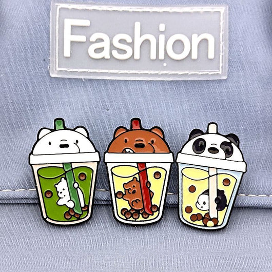 Broche Metálico Osito de Té con Leche - Pin Cartoon Animal para Ropa y Bolsas - Image 8
