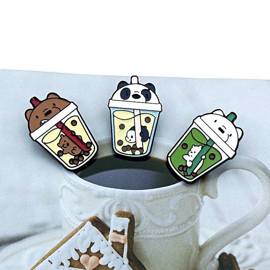 Broche Metálico Osito de Té con Leche - Pin Cartoon Animal para Ropa y Bolsas - Image 5