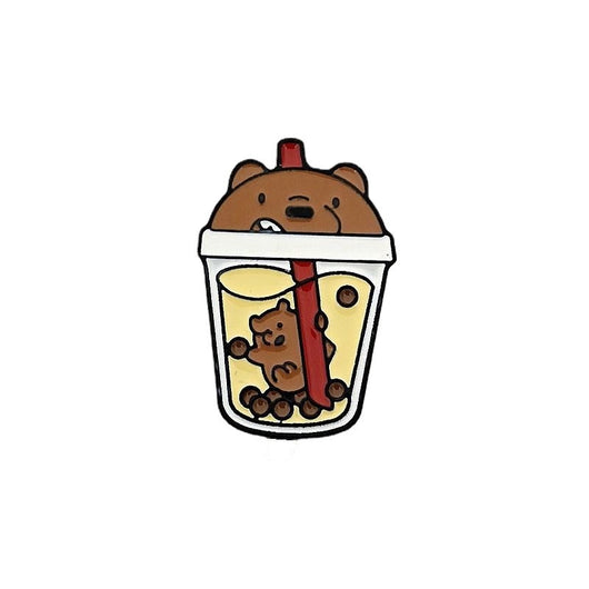 Broche Metálico Osito de Té con Leche - Pin Cartoon Animal para Ropa y Bolsas - Image 3