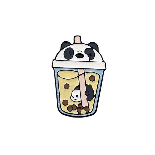 Broche Metálico Osito de Té con Leche - Pin Cartoon Animal para Ropa y Bolsas