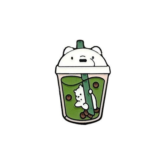 Broche Metálico Osito de Té con Leche - Pin Cartoon Animal para Ropa y Bolsas - Image 2