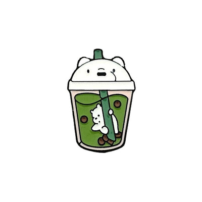 Broche Metálico Osito de Té con Leche - Pin Cartoon Animal para Ropa y Bolsas - Image 2