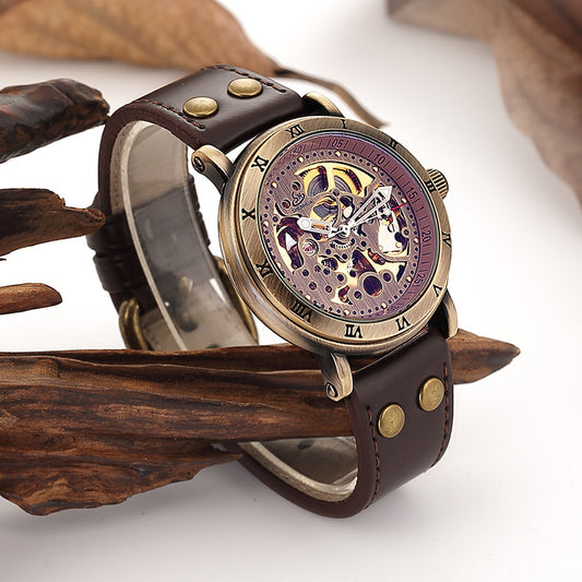 Reloj Automático Mecánico Hueco en Bronce con Resistencia al Agua