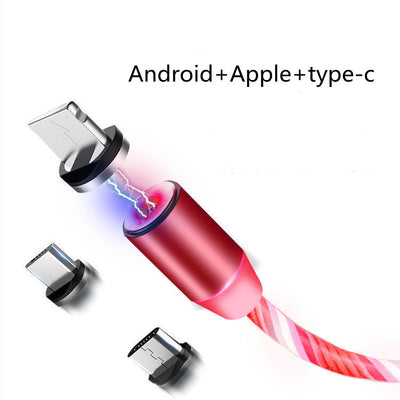 Cable de Carga Magnético LED Multiconector - Compatible con iPhone, Samsung y USB Type-C