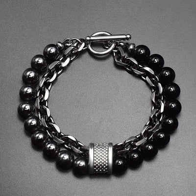 Pulsera de Piedra Natural Esmerilada para Hombre con Cuentas y Detalles Metálicos - Image 21