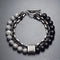 Pulsera de Piedra Natural Esmerilada para Hombre con Cuentas y Detalles Metálicos