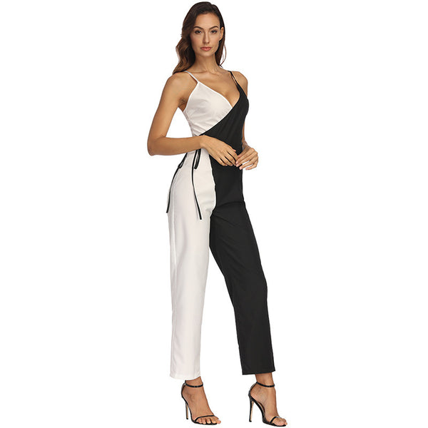 Enterizo Elegante Bicolor con Tirantes Ajustables - Diseño Europeo Moderno