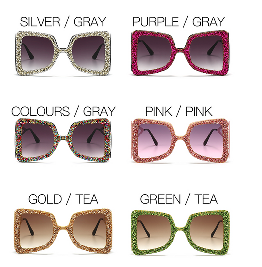 Women's oversized square sunglasses with cream frames, green rhinestones, brown gradient lenses, and lightning bolt temples. - Image 11