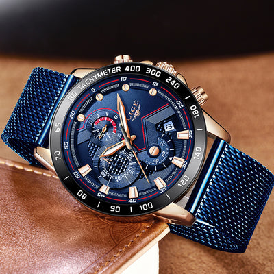 Reloj Cronógrafo Multifunción con Correa de Malla para Hombre - Image 10