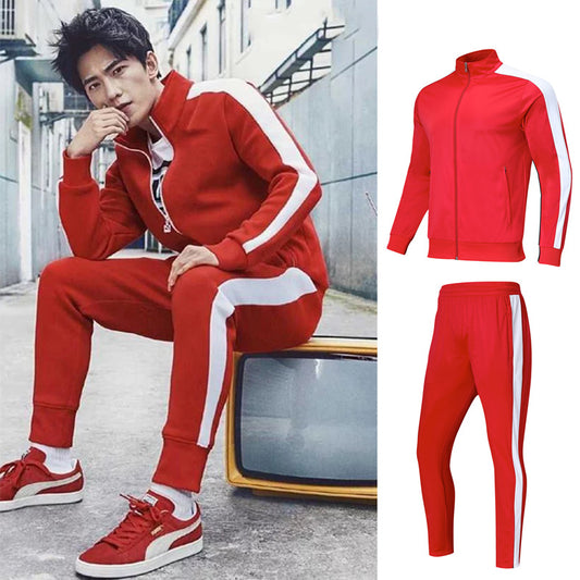 Conjunto Deportivo de Terciopelo con Chamarra Larga - Sudadera de Entrenamiento Matutino