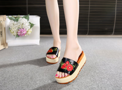 Sandalias Cuña Mujer Estilo Coreano - Tacón Alto Grueso Antideslizante con Plataforma - Image 12