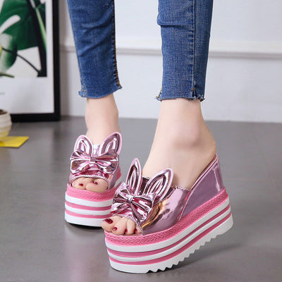 Sandalias Cuña Mujer Estilo Coreano - Tacón Alto Grueso Antideslizante con Plataforma - Image 10