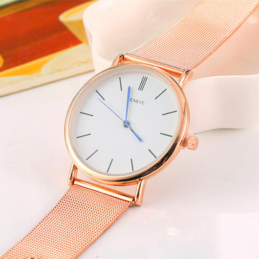 Reloj de Malla Acero Inoxidable Geneva Ultra Delgado para Hombres y Mujeres Negocios - Image 4