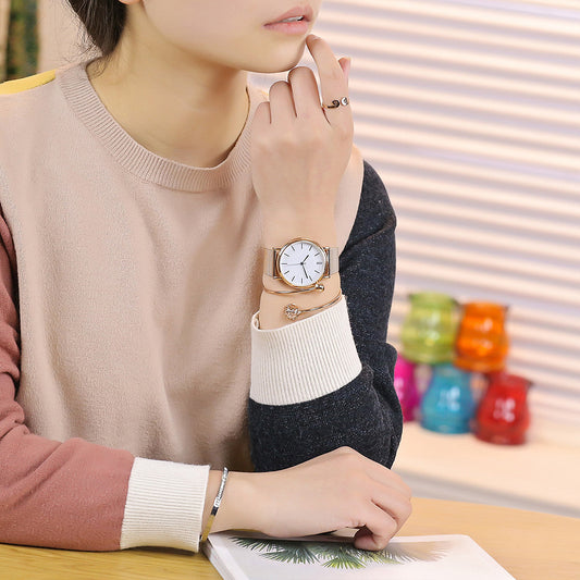 Reloj de Malla Acero Inoxidable Geneva Ultra Delgado para Hombres y Mujeres Negocios - Image 2