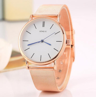 Reloj de Malla Acero Inoxidable Geneva Ultra Delgado para Hombres y Mujeres Negocios - Image 6