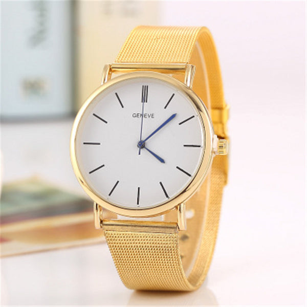 Reloj de Malla Acero Inoxidable Geneva Ultra Delgado para Hombres y Mujeres Negocios - Image 7