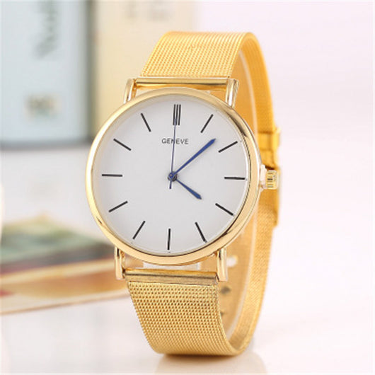 Reloj de Malla Acero Inoxidable Geneva Ultra Delgado para Hombres y Mujeres Negocios - Image 7
