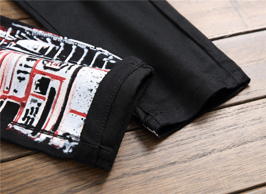 Pantalones Slim Fit Talla Grande con Estampado Graffiti para Hombre - Image 19