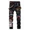 Men's Plus Size Graffiti Print Slim Fit Pants