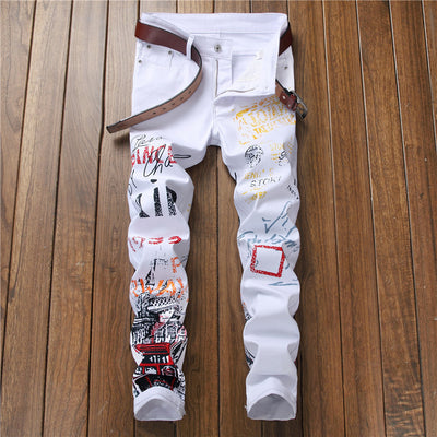 Pantalones Slim Fit Talla Grande con Estampado Graffiti para Hombre - Image 6