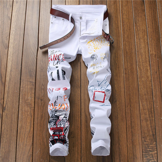 Pantalones Slim Fit Talla Grande con Estampado Graffiti para Hombre - Image 6