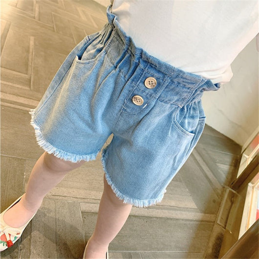 Pantalones Cortos Denim Cintura Alta para Niñas con Estampado Floral - Estilo Coreano Verano - Image 4