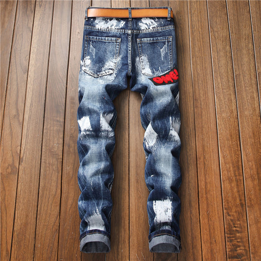 Jeans Slim Rectos para Hombre con Bordado de Bandera - Colección Otoño Invierno - Image 3