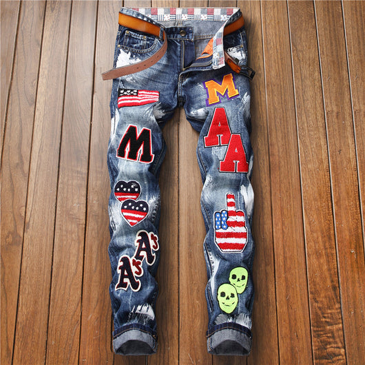 Jeans Slim Rectos para Hombre con Bordado de Bandera - Colección Otoño Invierno - Image 5