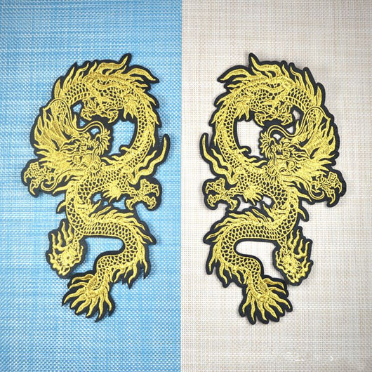 Parches Bordados Dragón Dorado de Buena Fortuna para Personalizar Prendas
