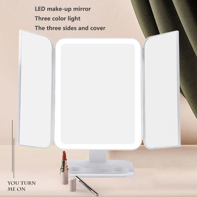 Espejo de Maquillaje Tríptico con Luz LED y Aumento 10X - Image 5