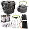 Juego de Utensilios de Cocina para Campamento y Picnic Antiadherente con Accesorios Plegables