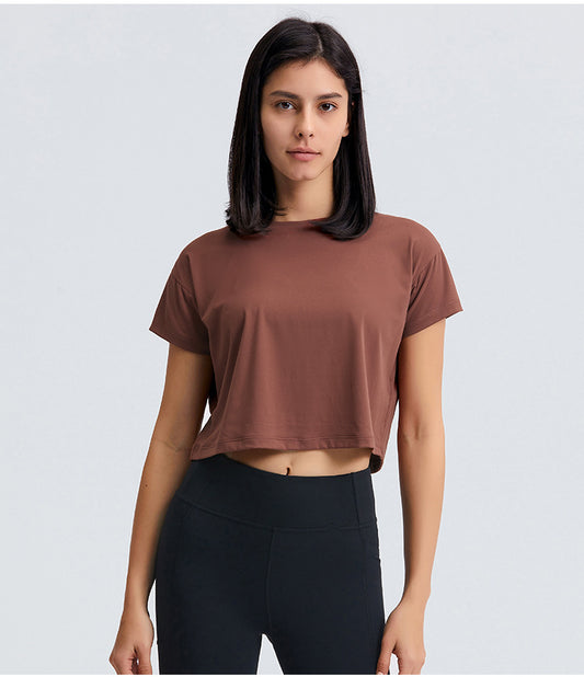 Top Deportivo Mujer Primavera Cuello Redondo Manga Corta Transpirable