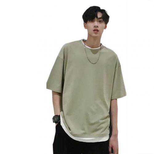 Camiseta Falsa Dos Piezas Verano Cuello Redondo Hombre Estilo Coreano Suelta - Image 4