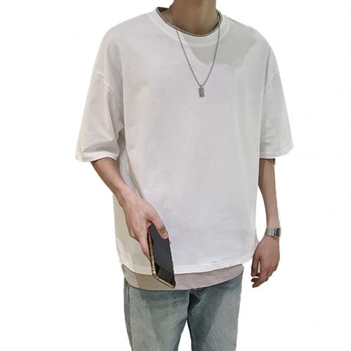 Camiseta Falsa Dos Piezas Verano Cuello Redondo Hombre Estilo Coreano Suelta - Image 7