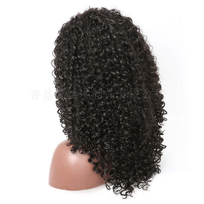 Peluca Rizada Larga Estilo Africano y Europeo - Cabello Sintético Ondulado de Alta Temperatura