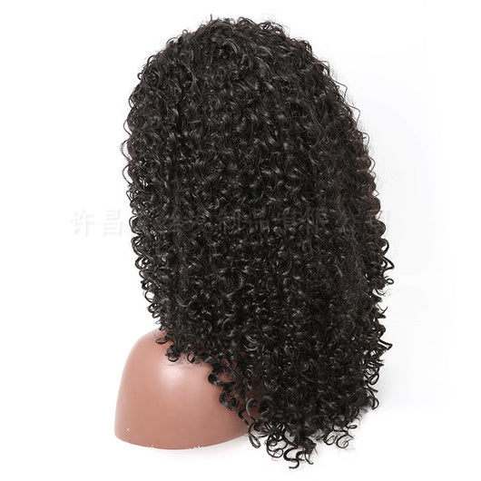 Peluca Rizada Larga Estilo Africano y Europeo - Cabello Sintético Ondulado de Alta Temperatura