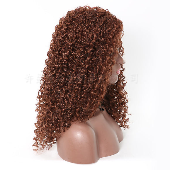 Peluca Rizada Larga Estilo Africano y Europeo - Cabello Sintético Ondulado de Alta Temperatura