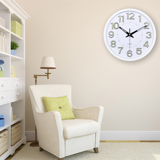 Reloj de Pared Luminoso Minimalista 12" Diseño Moderno Blanco Cuarzo Brilla en la Oscuridad - Image 3