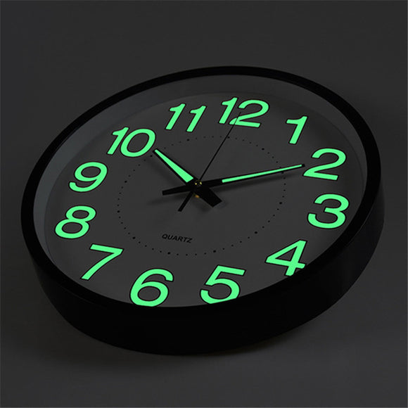 Reloj de Pared Luminoso Minimalista 12" Diseño Moderno Blanco Cuarzo Brilla en la Oscuridad