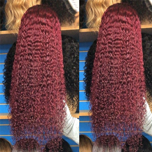 Peluca Larga Ondulada Burdeos - Cabello Rizado Voluminoso - Image 2