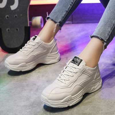 Tenis Blancos de Plataforma Elevada - Suela Gruesa Versátil - Image 10