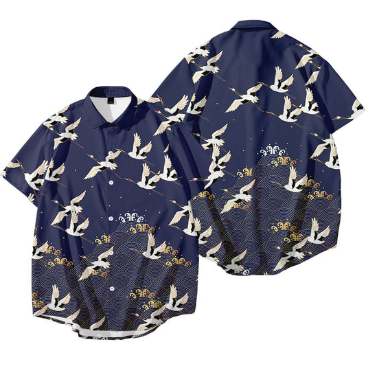 Chaqueta Kimono Japonesa Estilo Tradicional Grúa Harajuku Unisex Yukata Verano