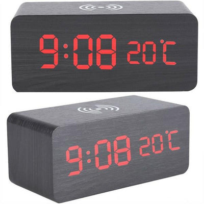 Reloj Despertador Inteligente de Madera con Carga Inalámbrica y Control por Voz - Image 4
